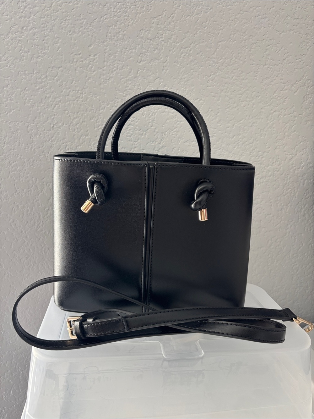 Zara Black Mini Tote Bag with Detachable crossbody Strap